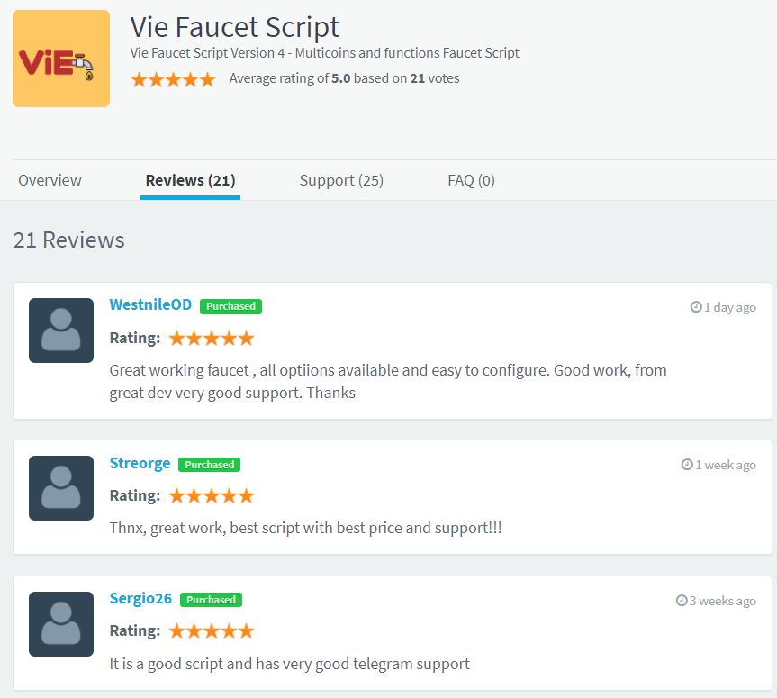 Vie Faucet Script Reviews